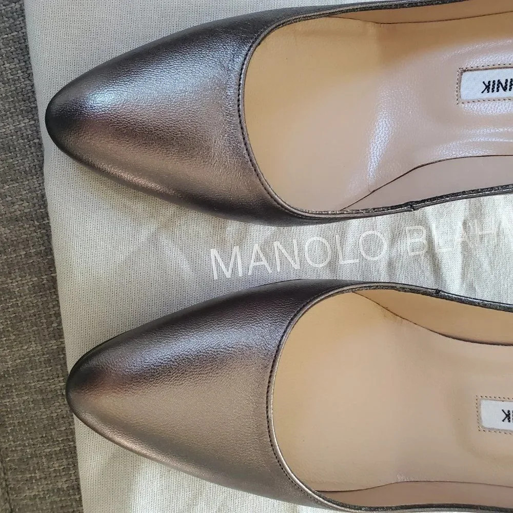 Manolo Blahnik Women Brown Suede Slip-on Dress Pumps Heel Size 38 - Picture 4 of 11